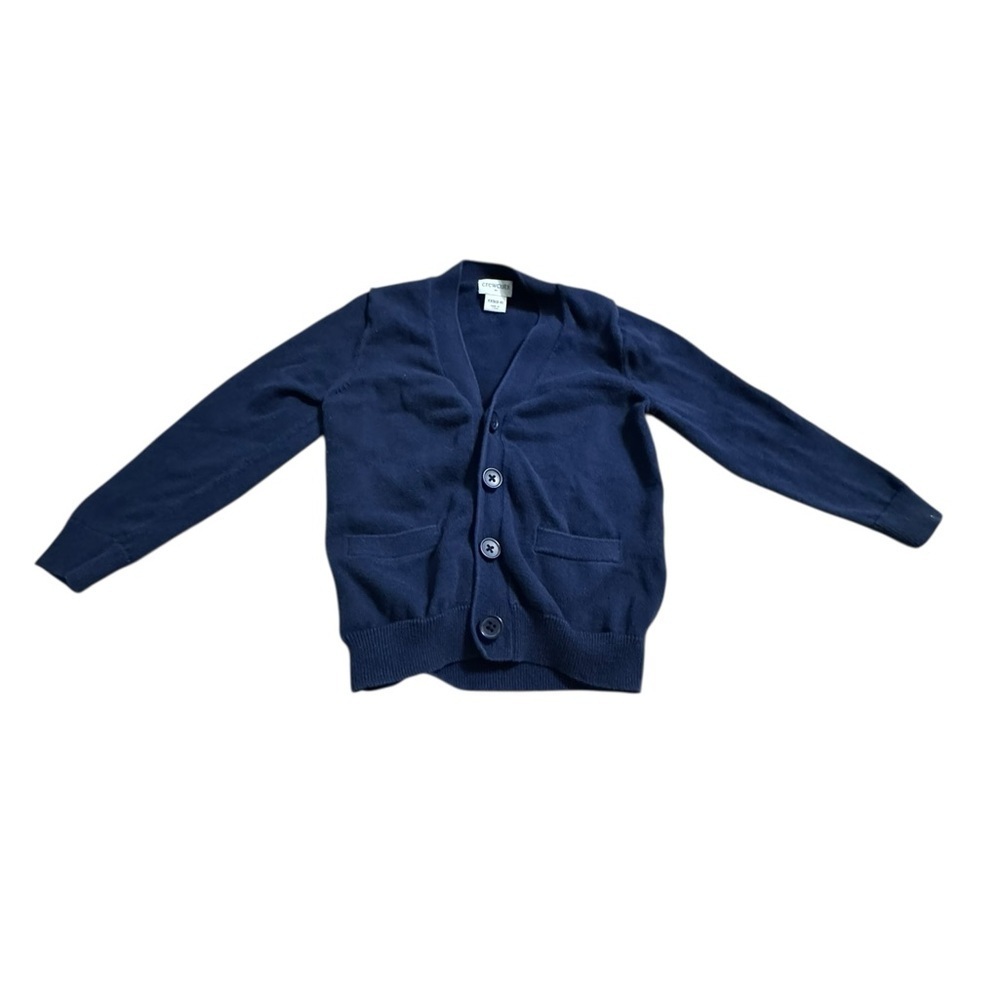 Crewcuts kids Classic Deep Blue Cardigan Sweater large front pockets 2/3 XXS